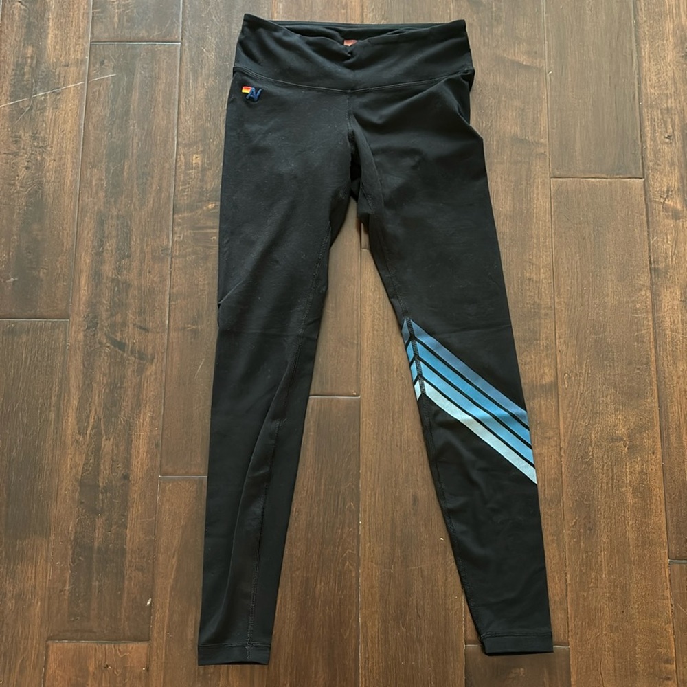 Aviator Nation Blue Chevron Leggings S